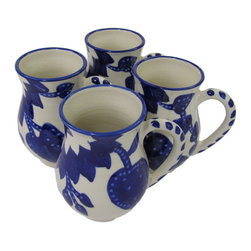 Le Souk Ceramique - Large Stoneware Mugs, Set of 4, Jinane Design - Mugs