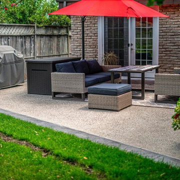 Backyard Patio and Front Porch Steps with Exposed Aggregate Concrete