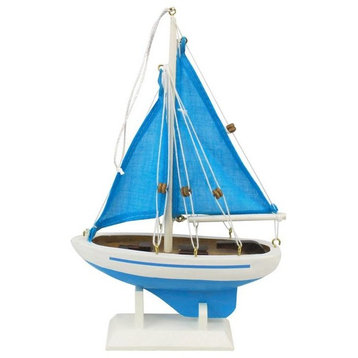 Light Blue Sailboat with Light Blue Sails Christmas Tree Ornament 9