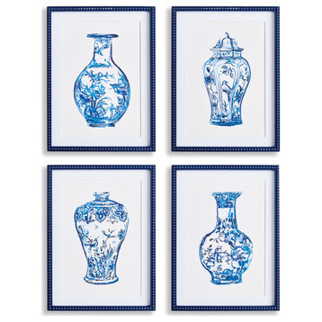 Ornamental Urns In Blue Gallery, Set of 4