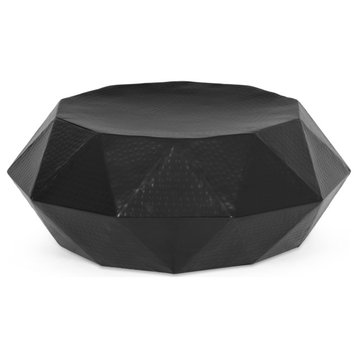 Barger Handcrafted Modern Aluminum Polygonal Coffee Table, Black