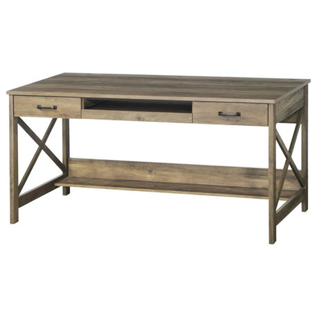 Saint Birch Alaska Wood 59.5 inches Writing Desk in Rustic Oak