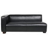Minkler Contemporary Faux Leather 3 Seater Sofa With Chaise Lounge, Midnight/Dark Walnut