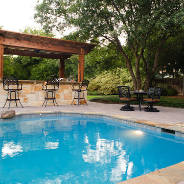Outdoor Kitchen & Pergola with swimming pool remodel, Heath TX