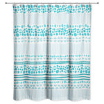 DDCG - Blue Tribal Print Shower Curtain - Bring some festive fun into your bathroom with the Blue Tribal Print Shower Curtain. Featuring an aqua blue tribal pattern on a white background. This fabric shower curtain includes 12 eyelets for hanging and is made of softened polyester fabric. This unique shower curtain is designed, printed and assembled in the U.S.A.
