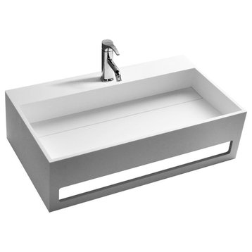 ADM Rectangular Countertop Sink, White, 28", Matte White