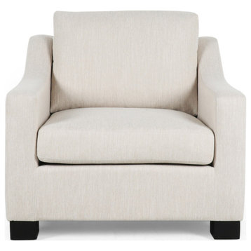 Casen Fabric Club Chair, Beige/Dark Brown