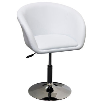 Adjustable Swivel Faux Leather Coffee Chair, White