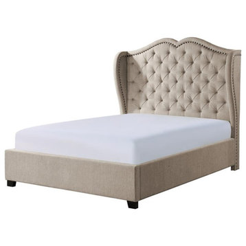 Lexicon Waterlyn Traditional Fabric Queen Upholstered Bed in Beige