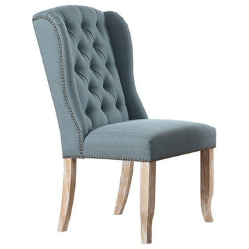 Best Master Huntington Tufted Back Fabric Dining Side Chair- Sea Blue (Set of 2)