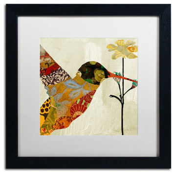 Color Bakery 'Hummingbird Brocade III' Art, Black Frame, White Matte, 16"x16"