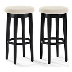 Crosley - Mitchell Swivel Bar Stool, Black With Creme Cushion Set of 2 - Bar Stools and Counter Stools