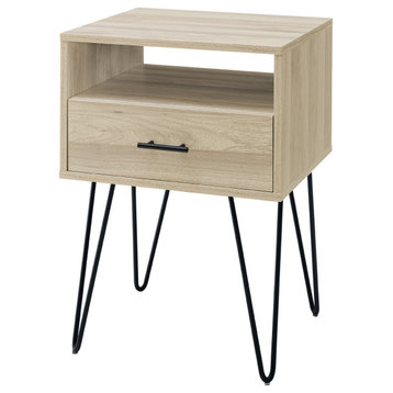 18" 1 Drawer Hairpin Side Table