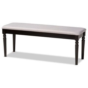 Giovanni Modern Gray Fabric Upholstered Dark Brown Finished Wood Dining Bench
