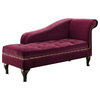 Bowery Hill Tufted Storage Chaise Lounge in Red