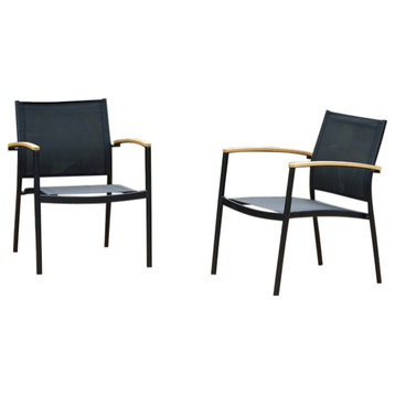 Amazonia Saona Deluxe Teak Patio Sofa Chairs, Set of 2