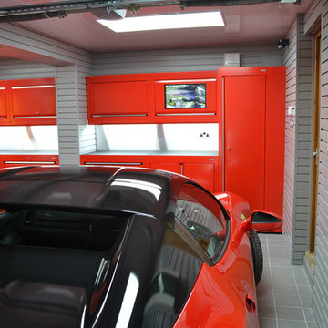Ferrari and Porsche garage