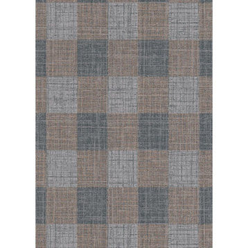 Textured Wallpaper With Checkered Pattern Squares, 10239-48, Gray Brown, 1 Roll