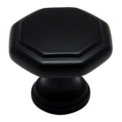 Cosmas - Cosmas 5181FB Flat Black Cabinet Octagon Knob, 1-1/4" Diameter, Set of 5 - Cabinet And Drawer Knobs
