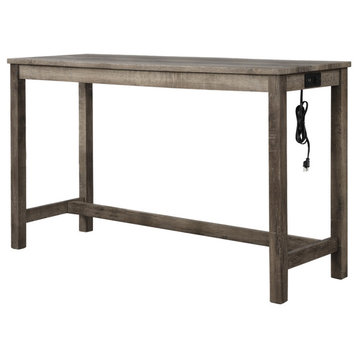 Yosef 60" Rectangular Bar Table With 2 USB Ports/Electrical Outlet, Oak