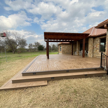 Cedar pergola and composite deck with lighting