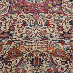 Restoration of this rare antique handmade silk and wool Persian carpet. - Floor Rugs