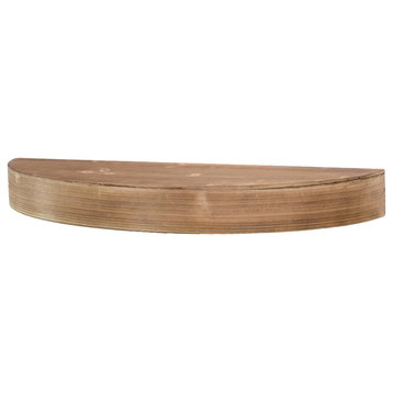 American Art Decor Small Round Wood Floating Wall Shelf, Brown