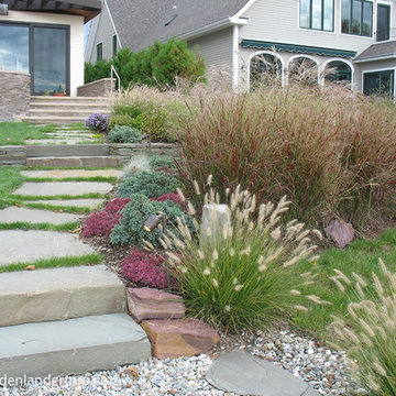 slab stone steps and bluestone path