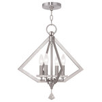 Livex Lighting - Diamond Chandelier, Brushed Nickel - The Diamond four light bronze chandelier lets you explore a new facet of your design sense. Shaped like a diamond, this contemporary four light chandelier is like jewelry for your home's interior.