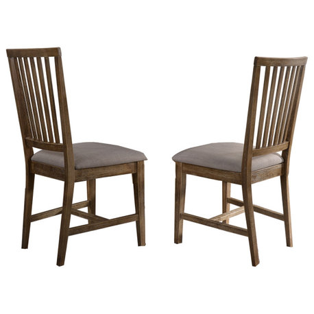 Venus Antique Natural Oak Slat Back Dining Chairs, Set of 2