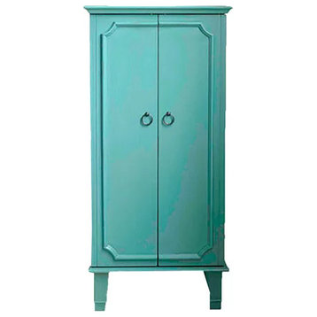 Traditional Jewelry Armoire, French Style Doors & Ample Organizing Space, Blue