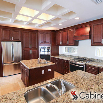 Large Open Kitchen with Dual Refrigerators and Home Bar Area