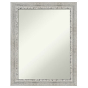 Rustic White Wash Non-Beveled Wood Bathroom Wall Mirror - 22.5 x 28.5 in.
