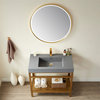 Ablitas 36" Single Sink Bath Vanity Brushed Gold Metal Frame Gray Top & Mirror