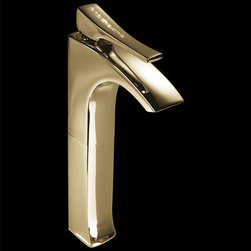 Luxury Swarovski Crystal Vessel Sink Faucet | Gold - Bathroom Sink Faucets