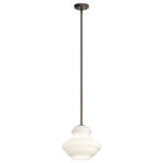 Kichler - Pendant 1-Light - The design of this 1-light pendant from the Everly(TM) collection is based on decorative blown glass containers, featuring white glass and an Olde Bronze(R) finish. Contemporary or traditional, this pendant can be used singularly or in multiples to elevate every room.in.,