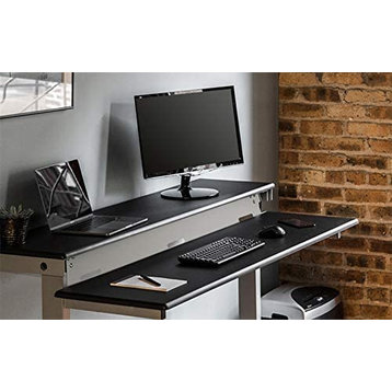 Modern Desk, Metal Frame & With Adjustable Height Function, Silver/Black
