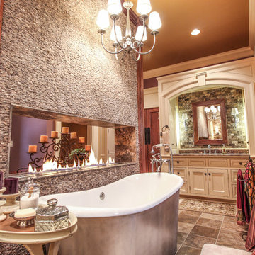 Luxury Master Bath with European Vent-free Fireplace