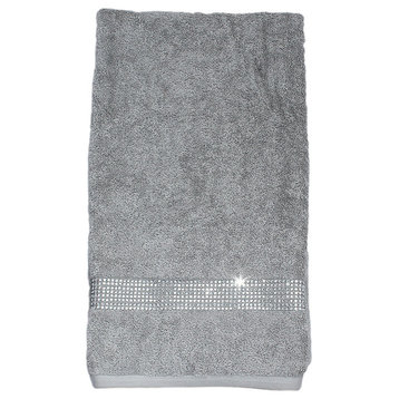 Sparkles Home Rhinestone Bath Towel with Stripe - Gray