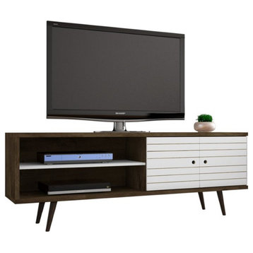 Manhattan Comfort Liberty Wood TV Stand for TVs up to 60" in Rustic Brown/White