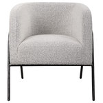 Uttermost - Uttermost Jacobsen Accent Chair - Inspired By Scandinavian Designs, This Barrel Back Style Chair Showcases Elegant Curved Lines With A Chiseled Iron Frame In A Natural Aged Black Iron Finish. A Casual Ivory And Warm Gray Slubbed Fabric Accents This Modern Look. Seat Height Is 19".