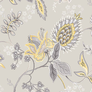 Norwall Grand Chateau Manor House GC29829 Jacobean Floral Gray Yellow Wallpaper