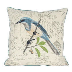 Xia Home Fashions - Avian Collection Feather/Down Filled Decorative Pillow Sham, Blue Bird - Decorative Pillows