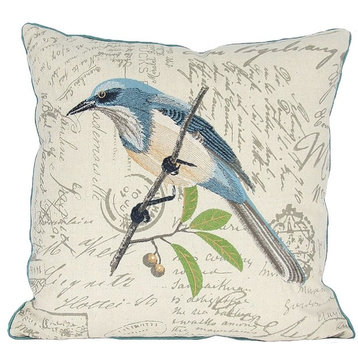 Avian Collection Feather/Down Filled Decorative Pillow Sham, Blue Bird