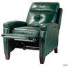 Genuine Leather Cigar Recliner With Nailhead Trim, Green