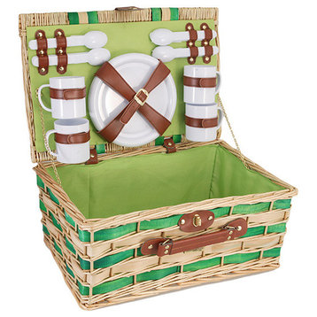 Penny Willow 4-Person Picnic Basket, Green