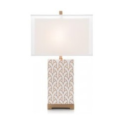Art Deco Cloisonne Inspired Cream and Gold Table Lamp - Table Lamps