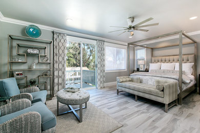 Bedroom - mid-sized transitional master porcelain tile and gray floor bedroom idea in Wilmington with gray walls and no fireplace