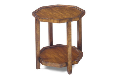 No. 1111 Octagon Table, Curly Maple, Maple 2 Finish, Severe Antique Distressing