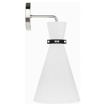 Modway Starlight 1-Light Fabric Wall Sconce in White/Polished Nickel
